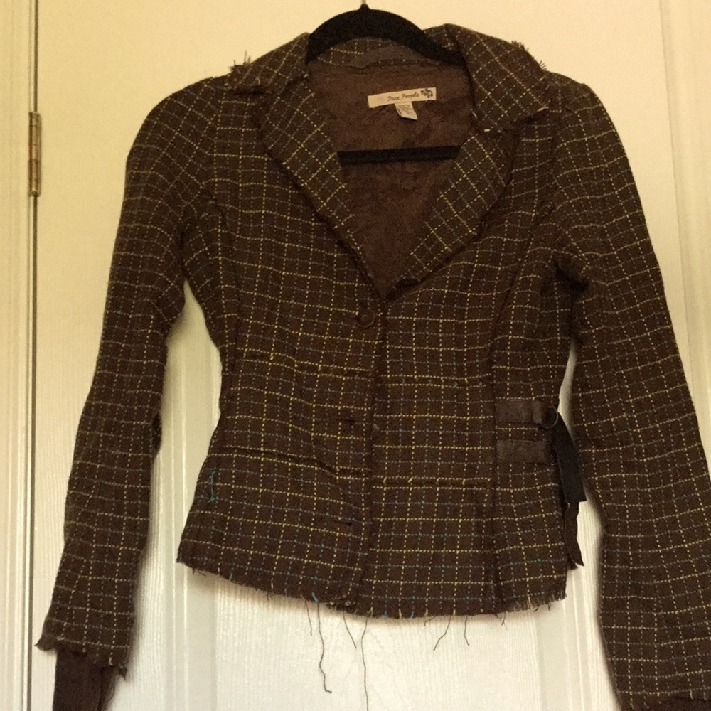 Vintage free people blazer jacket xs 0 plaid